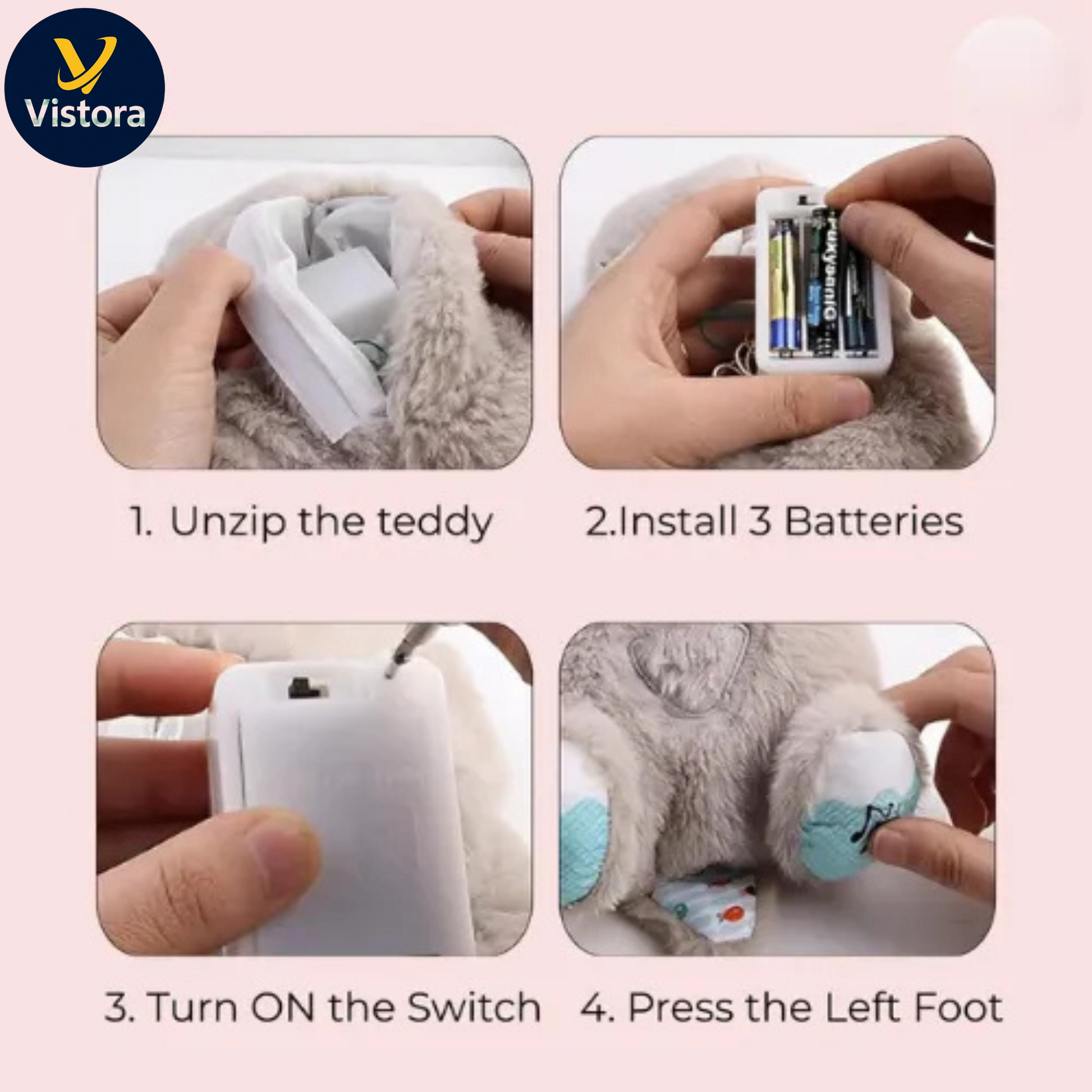 Breathing Teddy Bear with Soothing Music™ – Anxiety Relief Plush Toy for Kids & Adults - Vistora