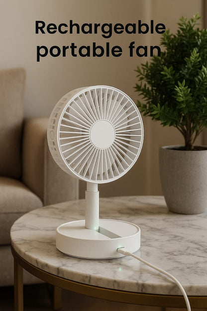 Adjustable Height Telescopic Rechargeable Standing Fan Rechargeable Pedestal Fan