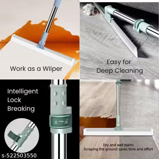 Heavy Duty Magic Broom Silicone Floor Wiper–Premium Floor Squeegee with Stainless Steel Extendable Handle - Vistora